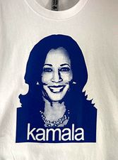 Kamala Portrait Royal Blue ink on White T-shirt